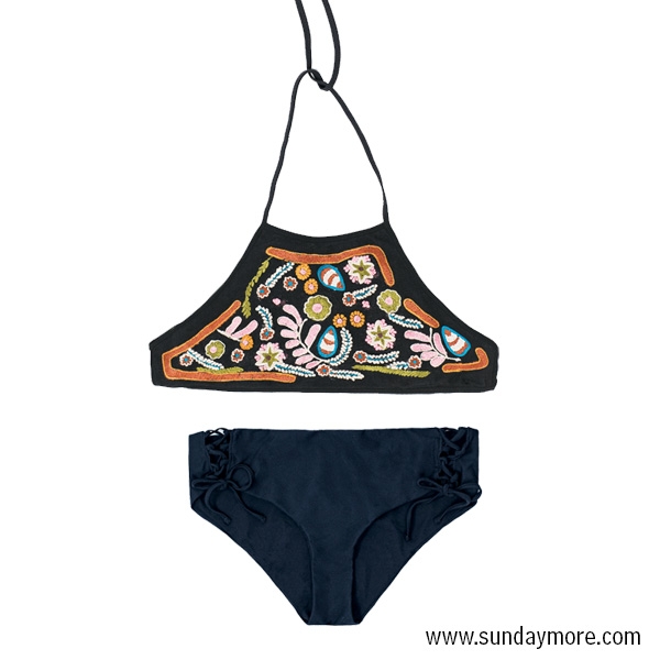 泳衣 Zara刺繡掛頸two-piece 泳衣(未定價)