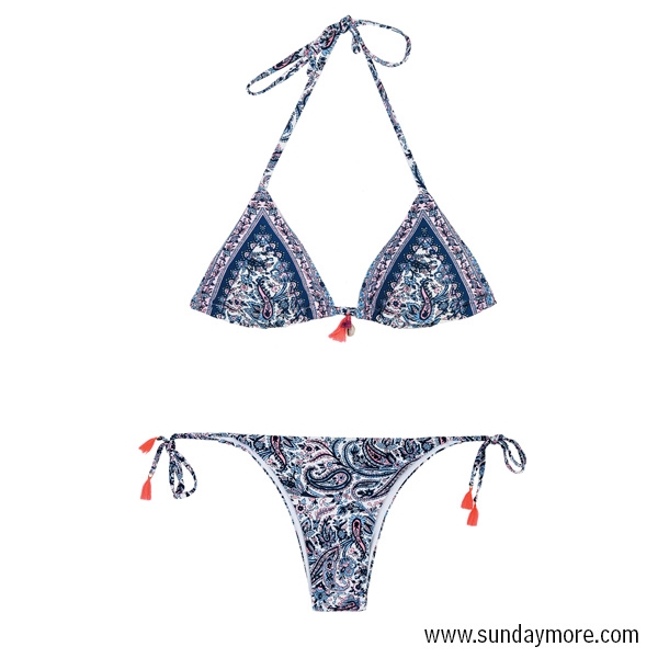 Oysho藍色印圖色bikini top HK$259 / bottom HK$189