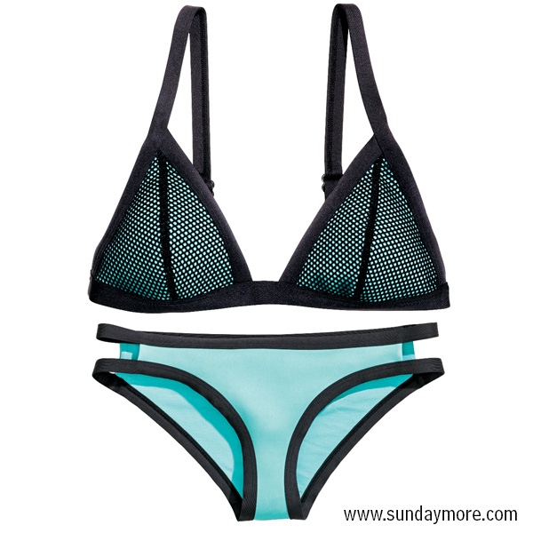 H&M綠色網面bikini top HK$149 / bottom HK$99
