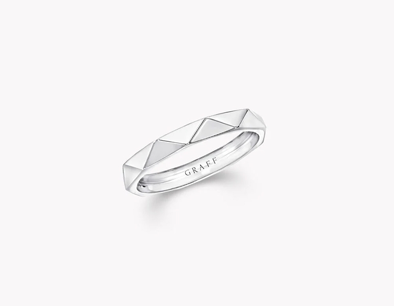 婚戒 3.2毫米Laurence Graff鑲嵌設計白金結婚戒指。