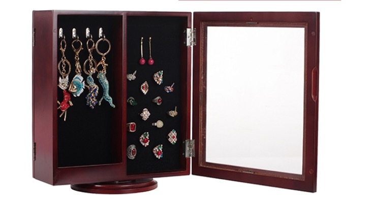 飾物收納 360度旋轉木質飾品小鏡櫃 (RMB¥99.00 HKDHKD 113.03)