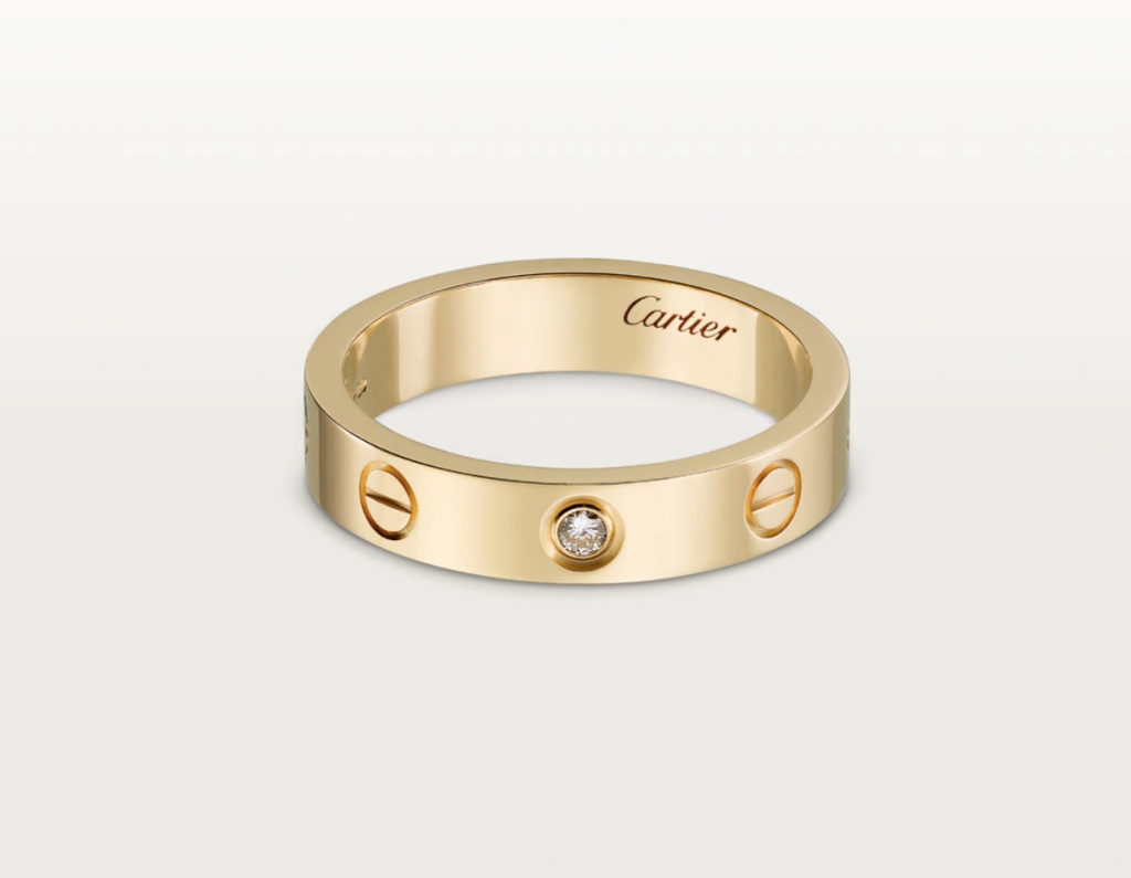 結婚戒指 Cartier LOVE 結婚戒指，18K黃金 鑲嵌1顆明亮式切割圓鑽 $17,500