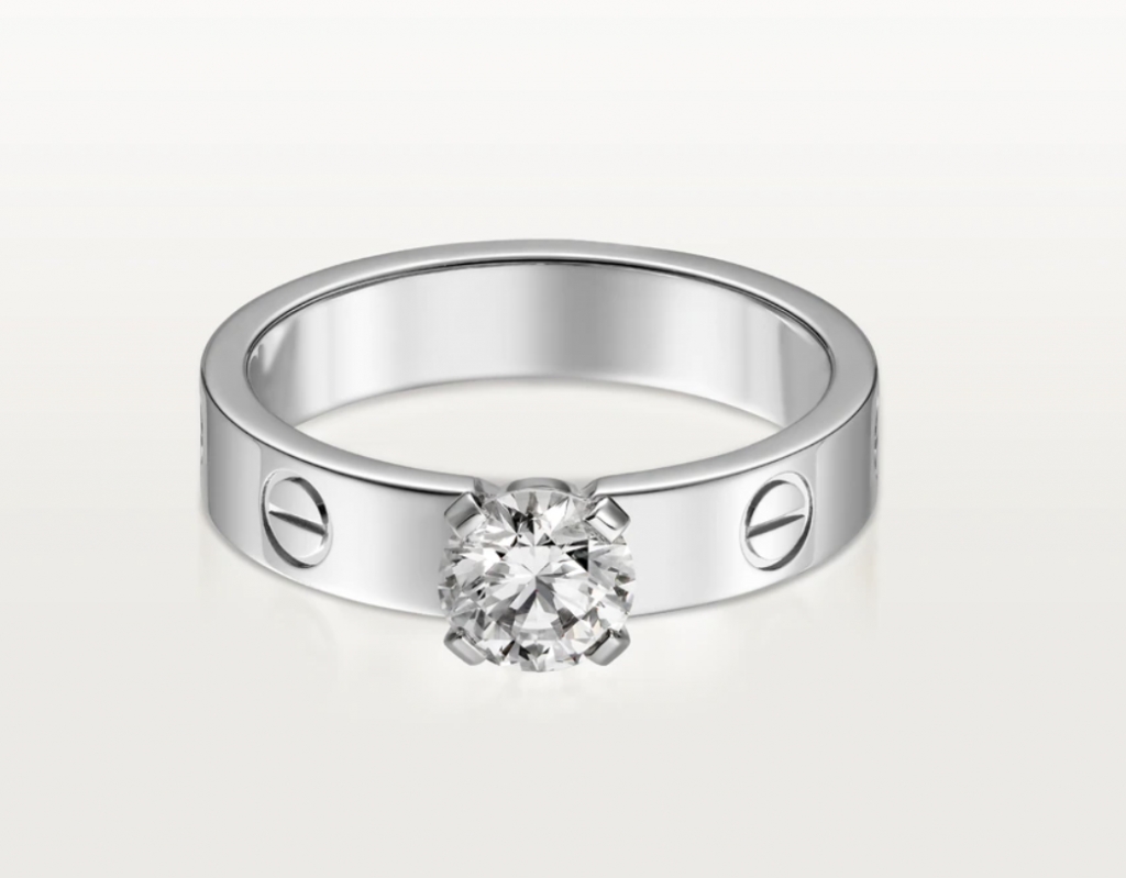 結婚戒指 Cartier LOVE18K白色黃金鑽石戒指