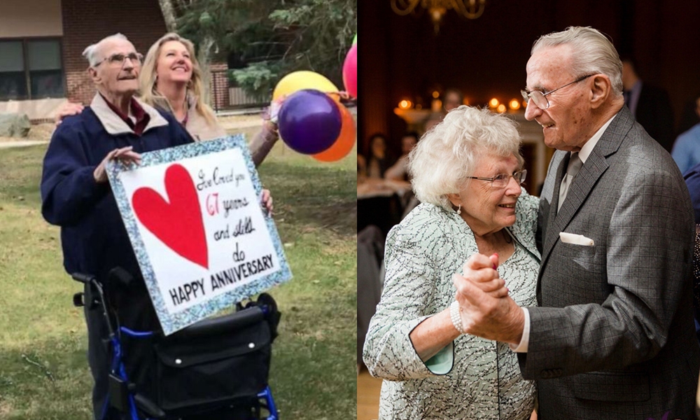 失智症妻隔離 九旬伯伯隔窗示愛！老夫婦67年來首次分開慶祝紀念日