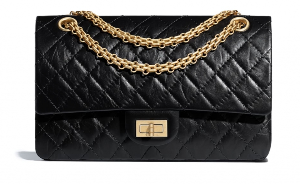 手袋 黑色Chanel 2.55舊小牛皮及金色金屬 ,600