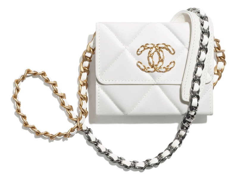 CHANEL 19 FLAP COIN PURSE WITH CHAIN