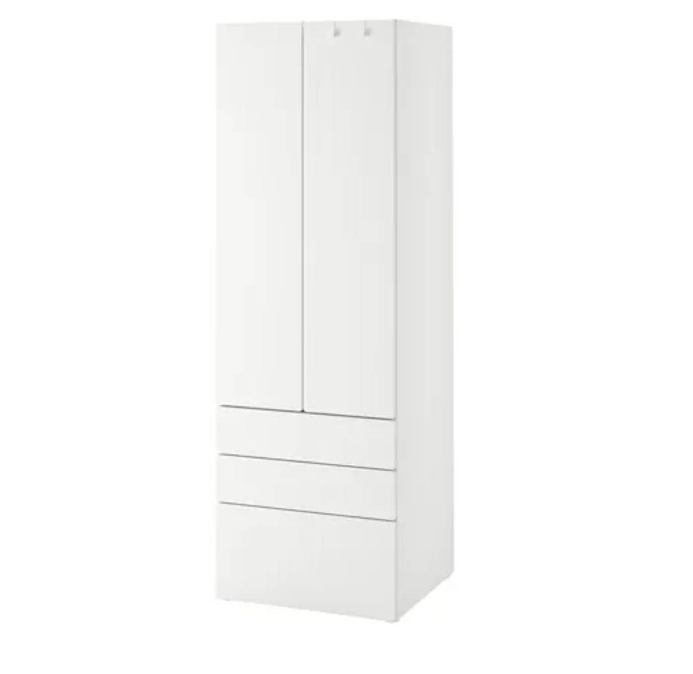IKEA太古 PLATSA / SMÅSTAD 衣櫃, 白色 白色/附3個抽屜 HK$1,925