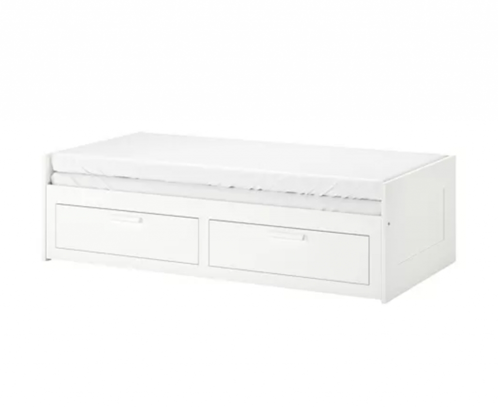 IKEA太古 BRIMNES 日間床架連2個抽屜, 白色 HK$1,990