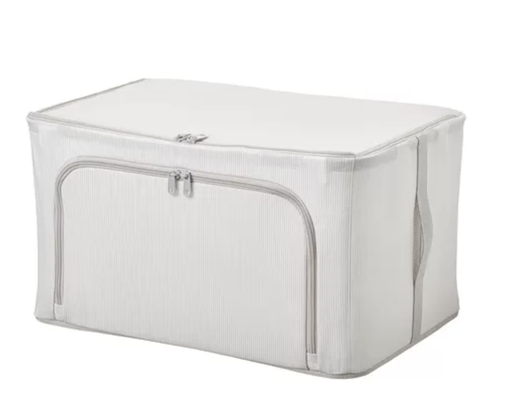 IKEA太古 HEMMAFIXARE 貯物盒, 34x51x28 cm, 布料 條紋/白色/灰色 HK$99.9