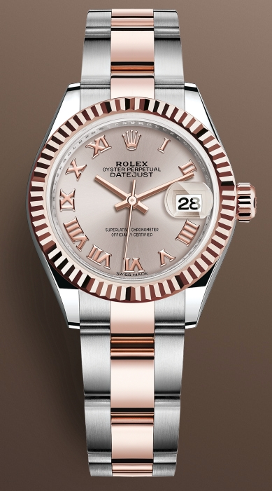 LADY-DATEJUST Oyster, 28 mm, Oystersteel and Everose gold