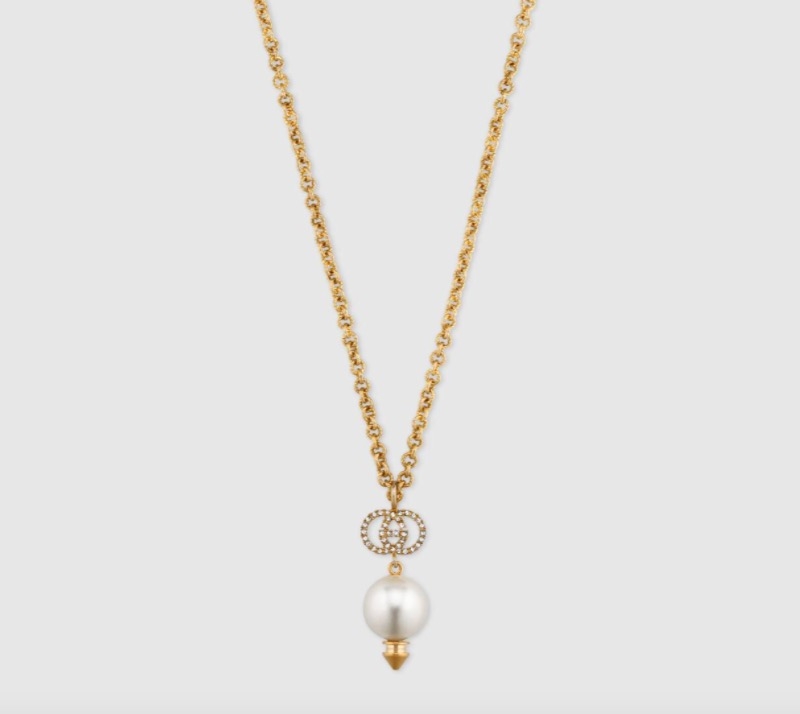 GUCCI INTERLOCKING G NECKLACE WITH PEARL