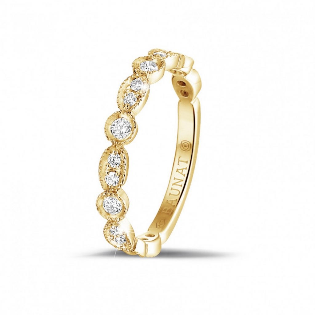 情人節禮物女朋友篇：名牌首飾10. BAUNAT Stackable Rings 0.30 carat Diamond Stackable Alliance In Yellow Gold with Marquise Design HK,590 圖片來源：品牌提供