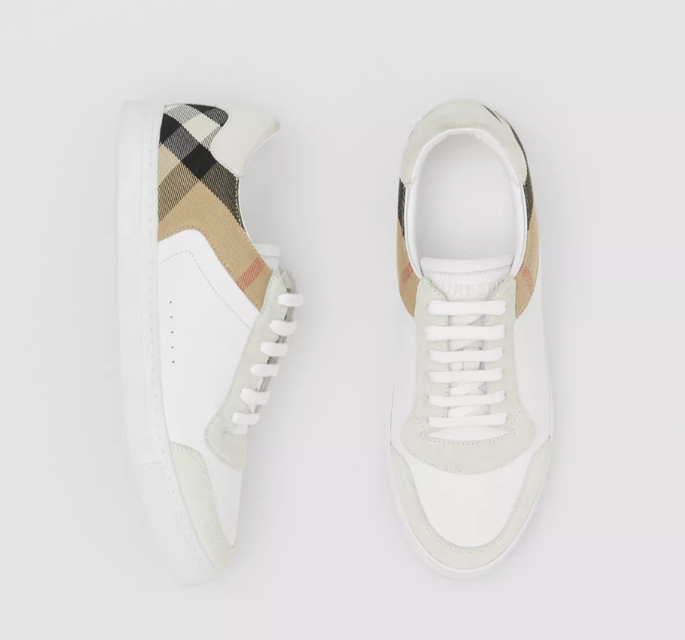 Leather, Suede and House Check Sneakers，售價為HK,100（圖片來源：BURBERRY官方照片）