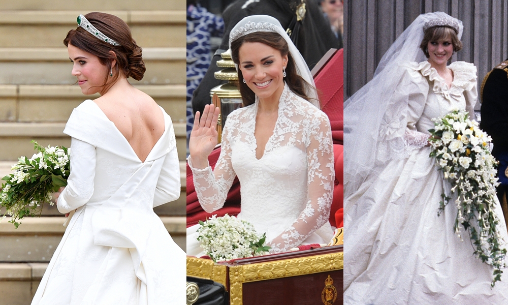 英國皇室婚紗9大經典絕美回顧：英女王、戴安娜王妃、凱特王妃、梅根等