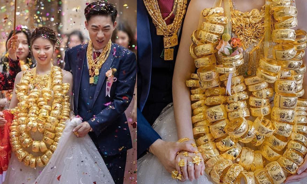 國內新娘戴逾百龍鳳鈪出嫁！ 網民嘲：一定要去做Gym練頸椎