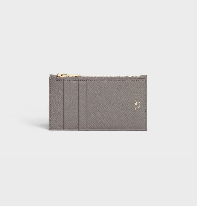CELINE灰色手袋推薦9. Zipped Compact Card Holder in Grained Calfskin Pebble HK