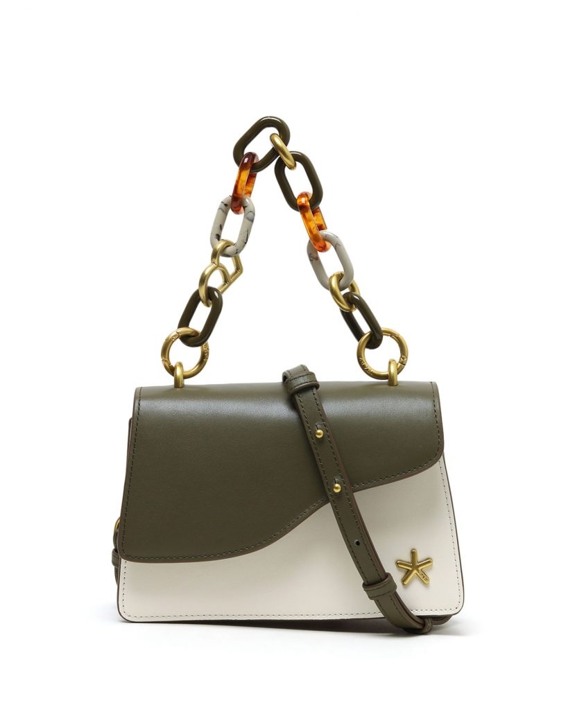 Chained leather shoulder bag HK<img class=
