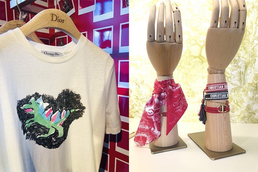 Dior 恐龍插畫圖案tee HK,700、手帶、絲巾及手繩 HK<img class=