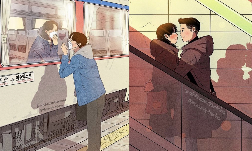 兩小口已足夠！韓國人氣插畫家畫下情侶日常 為對方準備小驚喜、扶手電梯對視