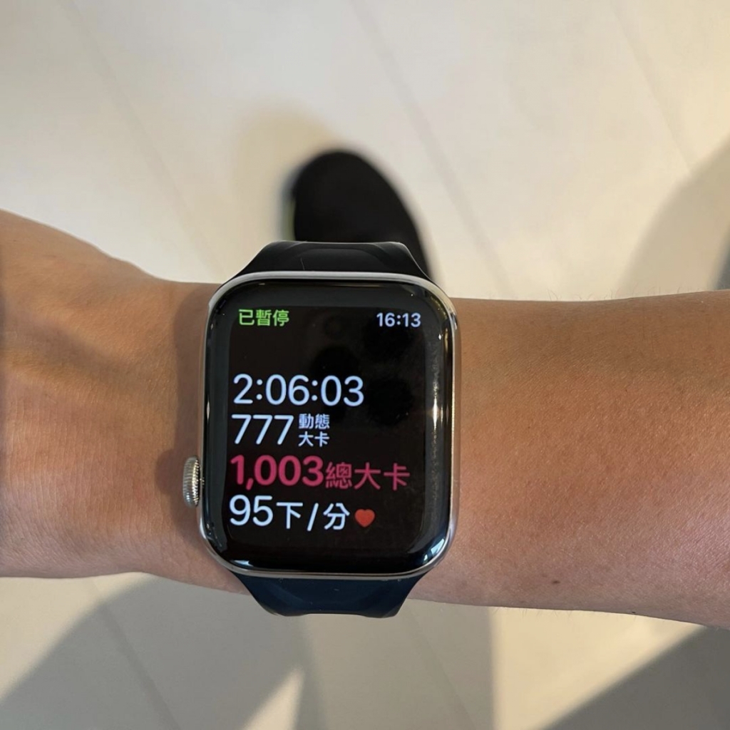 小禎分享運動後的卡路里紀錄，2小時消耗了1000多kcal！（圖片來源：IG@karenhu1984）