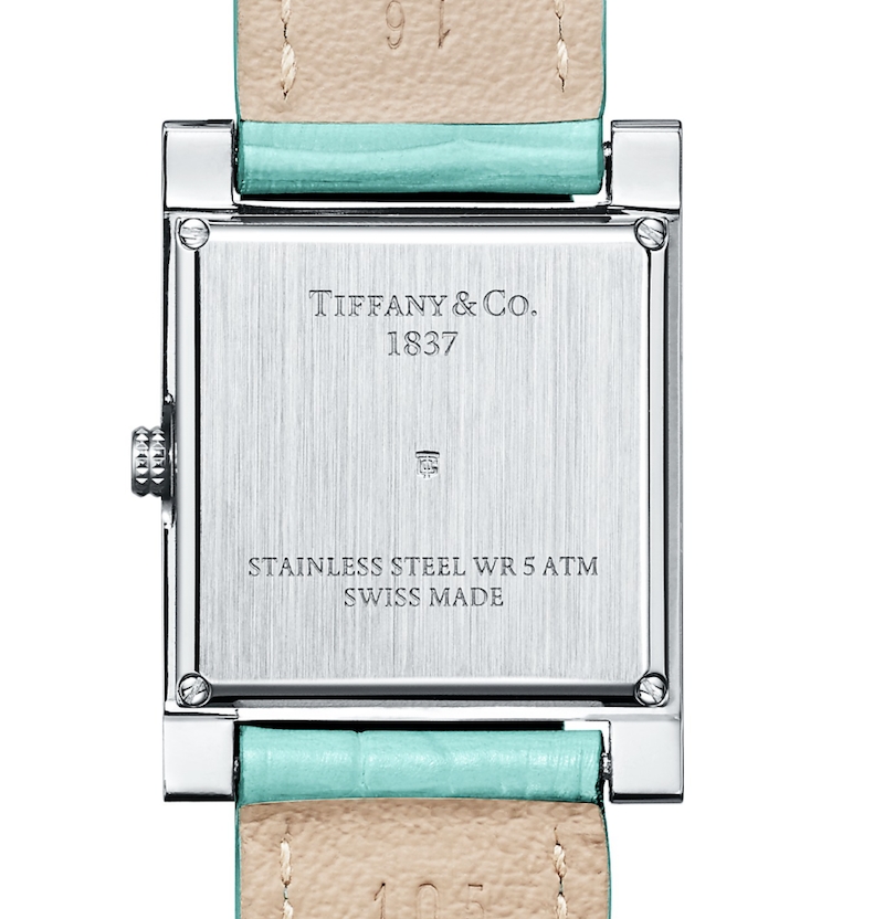 錶背印有LOGO字樣。（圖片來源：Tiffany & Co. 官網圖片）