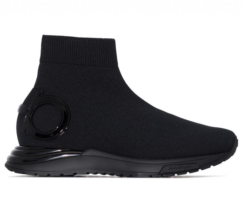 名牌黑色波鞋 Salvatore Ferragamo sock-style slip-on sneakers ,000