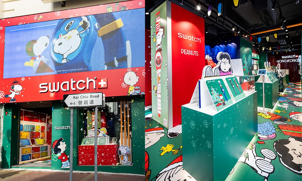 銅鑼灣Swatch X Peanuts聖誕主題店（圖片來源：Swatch）