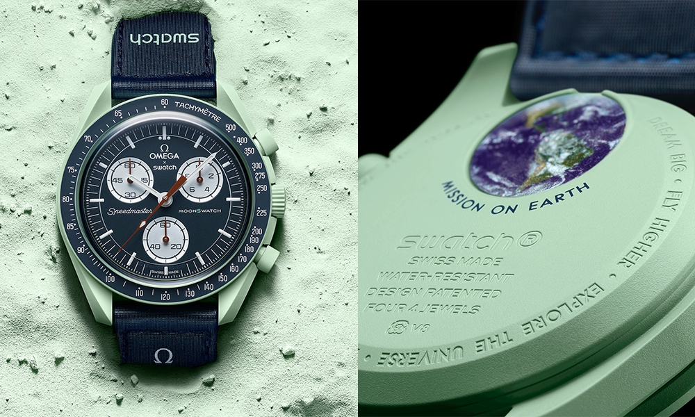 OMEGA x Swatch The BIOCERMAIC MoonSwatch腕錶 靈感取自地球藍綠色，別有一種親切感。