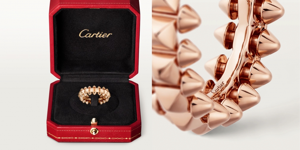 網購Cartier Clash de Cartier 戒指，中型款，18K玫瑰金。