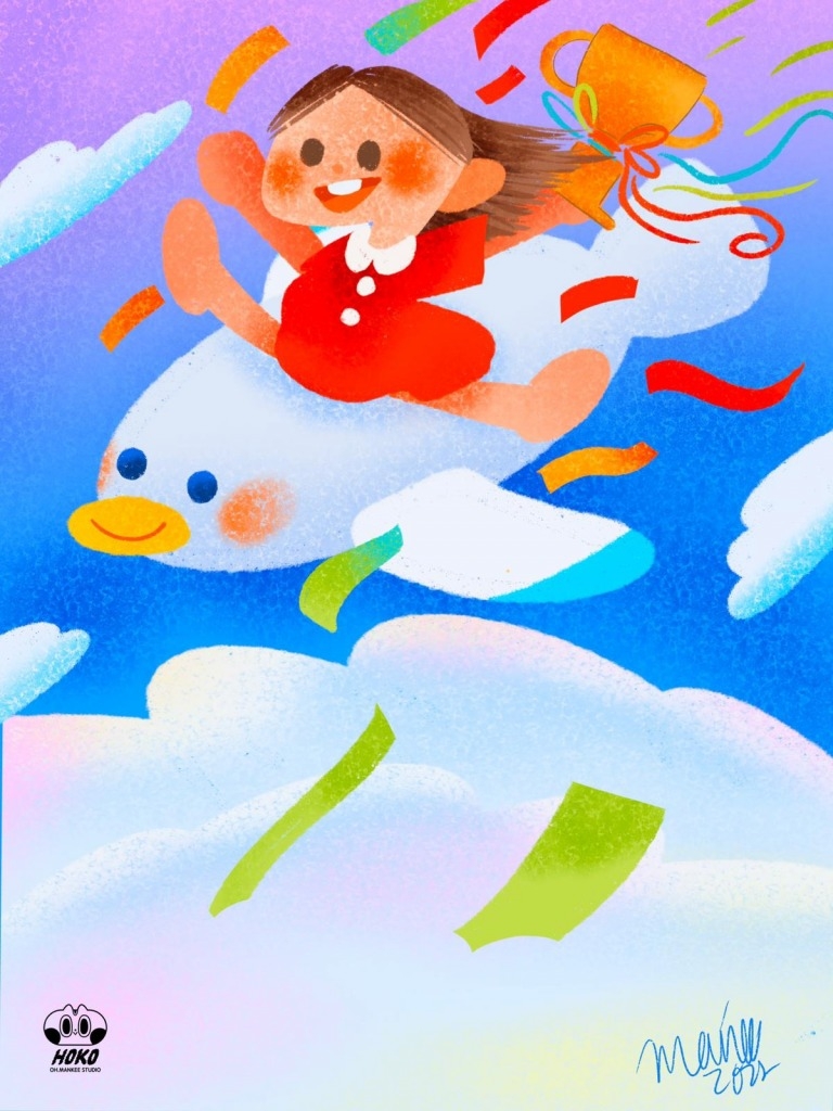 80後港產插畫家 Mankee在日本總決賽中過三關作品，分別以「DIGITAL / LOVE」、「SKY / SUCCESS」及「 FOOTPRINT / SPEED」為主題。