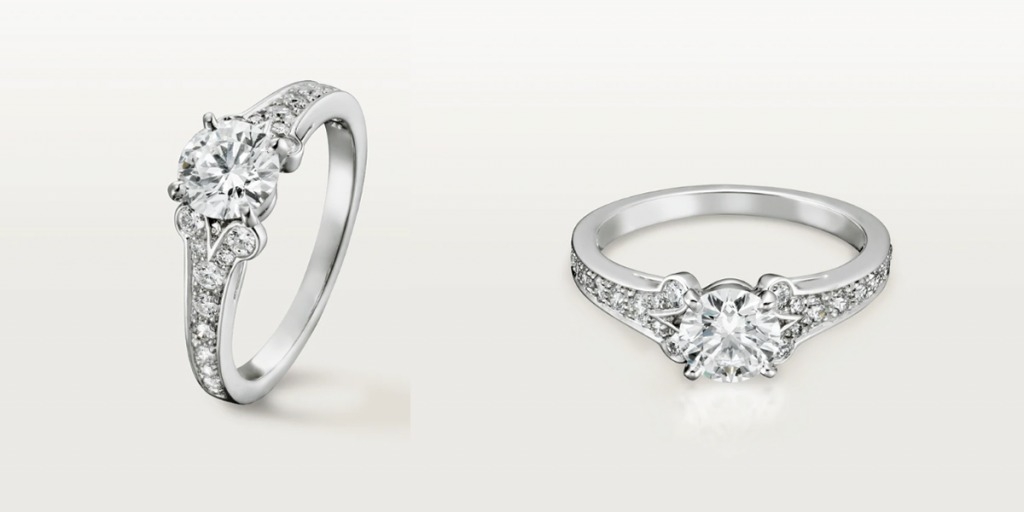婚戒 Ballerine鉑金單鑽戒指，鑲嵌1顆明亮式切割圓鑽，可選擇重0.50至4.99克卡的鑽石，鋪鑲明亮式切割圓鑽。