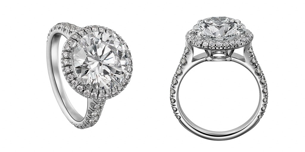 婚戒 鉑金單鑽戒指，鑲嵌1顆明亮式切割圓鑽，可選擇重0.50至4.99克卡的鑽石，鋪鑲明亮式切割圓鑽。