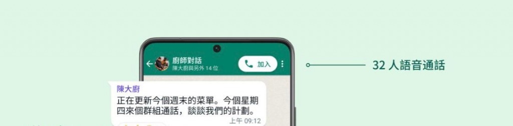 whatsapp 網絡熱話 語音通話功能增至32人。