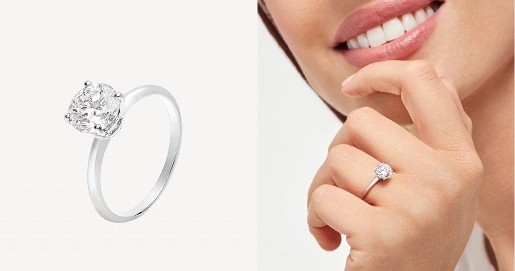 求婚戒指 Bulgari Roma Amor求婚戒指，鑲崁1顆明亮式切割圓鑽，約重1.5卡。