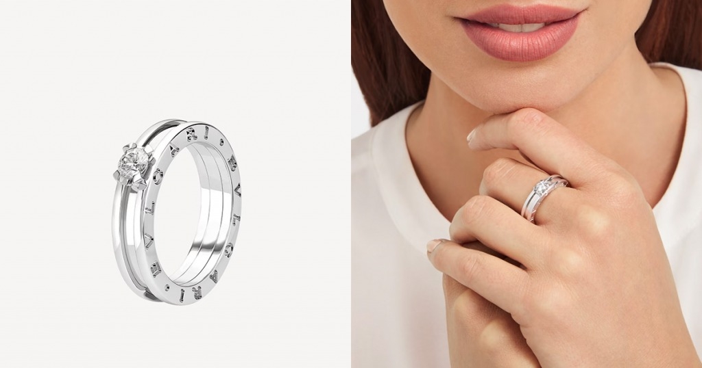 求婚戒指 Bvlgari B.Zero1求婚戒指，鑲崁1顆明亮式切割圓鑽，約重0.3卡。