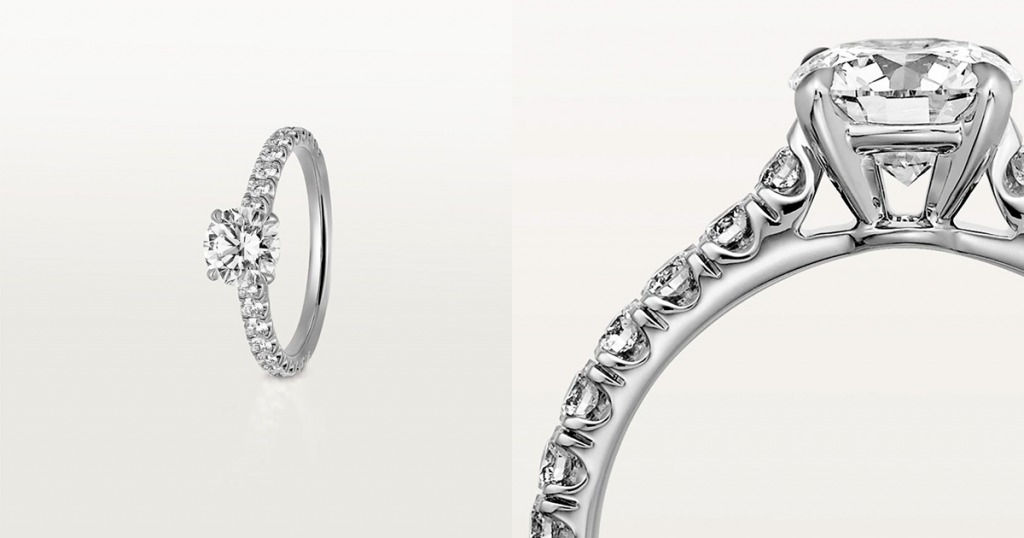 求婚戒指 Cartier Solitaire 1895單鑽戒指，鑲崁1顆明亮式切割圓鑽，可選擇0.23至3.99卡鑽石。