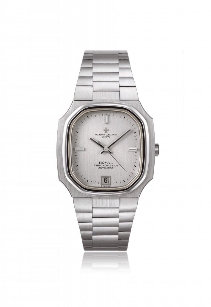 vacheron constantin Royal Chronometer 型號 2215) , 1976 年 繼 富傳奇色彩的 Royal Chronometer 型號 Ref 6694 “ Batman ”) 腕錶之 後 ， 1968 年至 1975 年 間出 產的 型 號 7375 Royal Chronometer 標 誌 了 從 休閒時 尚 天文台錶 向 配備 金屬錶鏈 的 一體式 運動 風格精密時計的 轉變 編號 42001/512 - 2215 ） 。 這款 天文台錶 型號 2215 ） 於 1975 年至 1977 年間製造， 採用 兩種不同 的金屬材質：黃金和 精 鋼，是該 腕 錶類別的新金屬 組合 。 Royal Chronometer 被認為是品牌當時最 優異 的腕錶之一， 備有銀色和黑色 錶盤可選 。 華麗且 非凡的細節：部分作品在 12 、 3 、 6 和 9 時 鐘位置 飾以 長方形 切割 鑽石 時 記。此型號 的精鋼 和黃 金版本均在背面 個別編號 ， 令 其非 常具有收藏價值。 這款 富 七十年代風格 的奢華 運動 腕 錶 提供 型號 2215 黃金版）和 2216 精鋼 版） 。 技術資訊：搭載 1096 JLC ebauche) 雙向自動上 鏈 機芯，日期 顯示 ，瞬 時 「 jump 」 擺輪 ，天文台認證 。