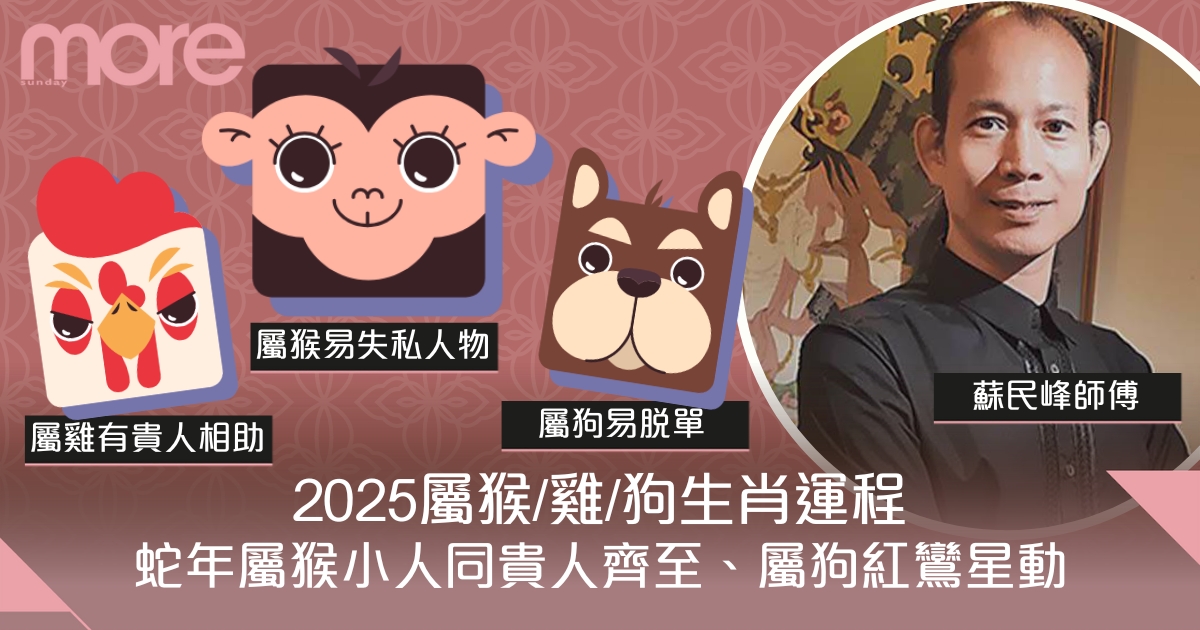 屬猴/雞/狗生肖運程2025｜蛇年屬猴小人同貴人齊至、屬狗紅鸞星動