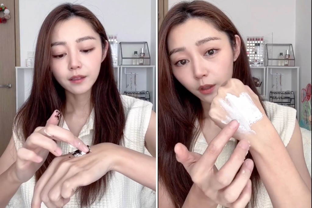 衛詩雅 衛詩雅指,NIVEA潤膚霜可充當卸妝膏,厚塗皮膚可潤膚,加咖啡渣又有去角質作用。(圖片來源:IG@michellewsn)