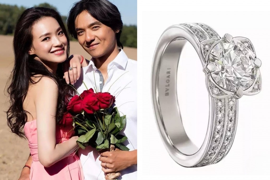 求婚戒指 馮德倫向金馬影后舒淇求婚戒指便選擇了Bulgari的威尼斯系列(Delicata a Venizia)的Giudecca。(圖片來源:微博@舒淇、BVLGARI)
