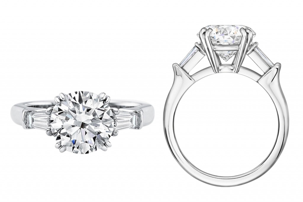 求婚戒指 Harry Winston經典款Classic Winston圓形明亮式切割訂婚戒指。(圖片來源:Harry Winston 官網)
