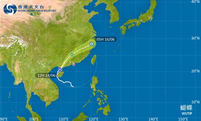 蝴蝶｜天文台於下午12時20分發出三號強風信號！最新動態位置及風速