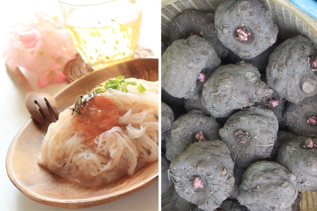 蒟蒻麵 蒟蒻是採用魔芋的塊莖製調,過程需經過乾燥、磨粉、去除澱粉,再加入鹼性凝固劑和水,最後加熱凝固而成。(圖片來源:Canva)