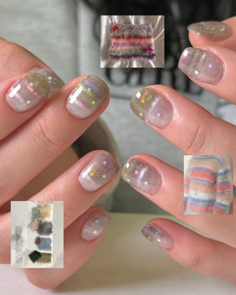 美甲款式 以毛衣、針織衫為靈感的款式!(圖片來源:IG@nail_gamseong)