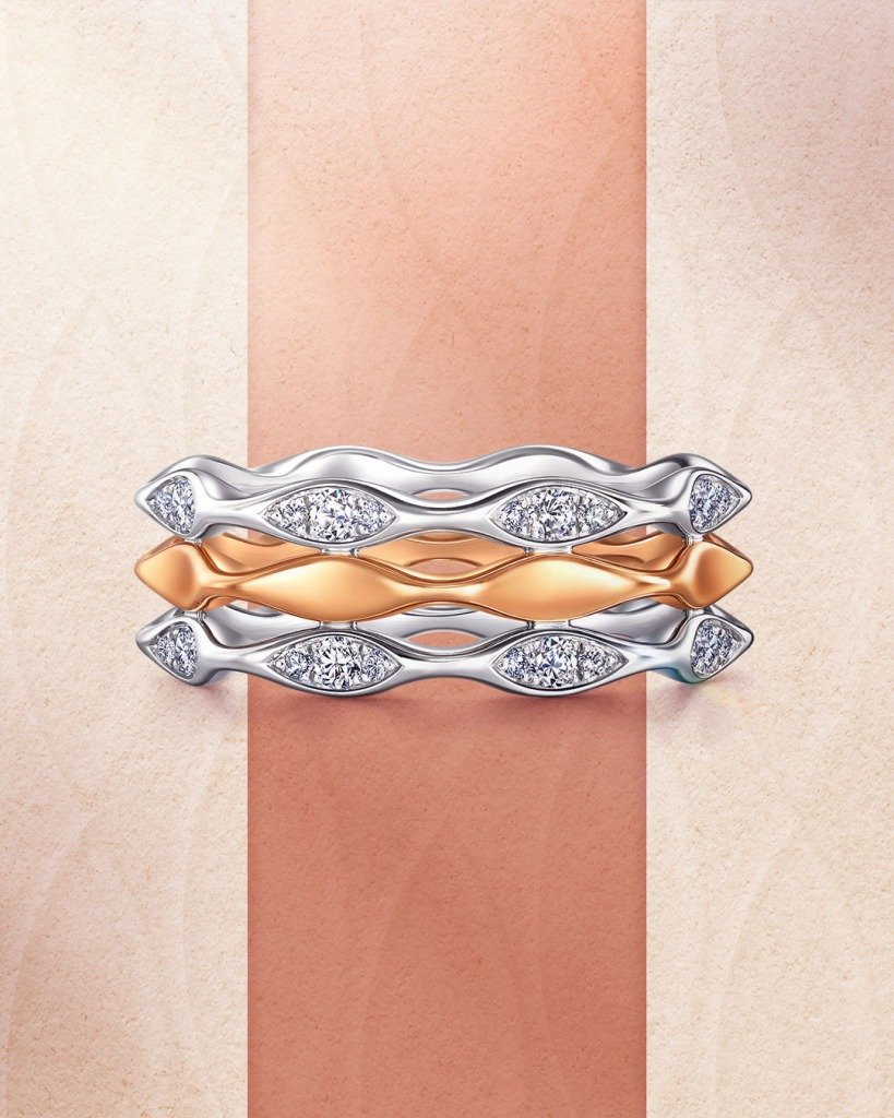 女朋友禮物 YuYu 18K 分色鑽石戒指 HK$23,000(圖片來源:周生生)