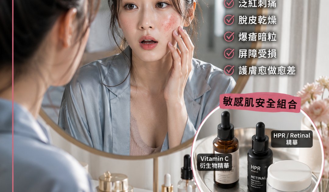敏感肌早C晚A禁忌｜醫生詳解8大安全守則！避開爛面泛紅脫皮地雷（附產品挑選攻略）